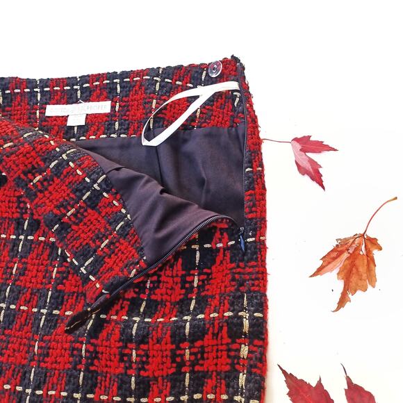 Red Tartan Check Mini Skirt | Holiday Edit | Boston Proper Fall Winter Look  EUC - Picture 6 of 9